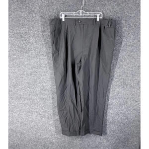 Unbranded Dress Pants Men M Medium Black High Rise Pleated Straight Cuffed